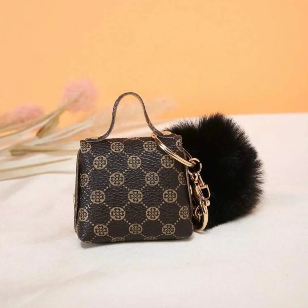 Monogram Bag Charm Pendant Keychain with Pom-Pom. New in Packaging! - Picture 6 of 9